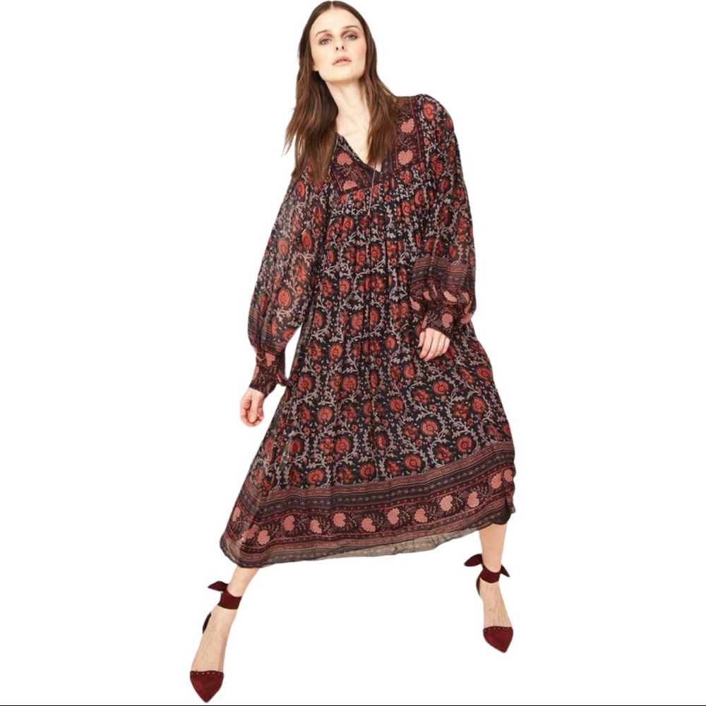 Ulla Johnson | Silk Bohemian Maxi Dress with Lining - Size 4